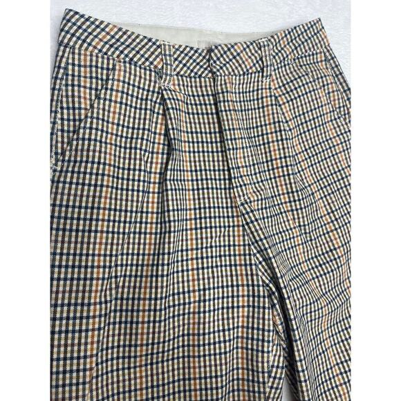 Brixton Victory Trouser Pant Mustard Beige Plaid Pleated Academia sz 26 Preppy - Picture 6 of 11